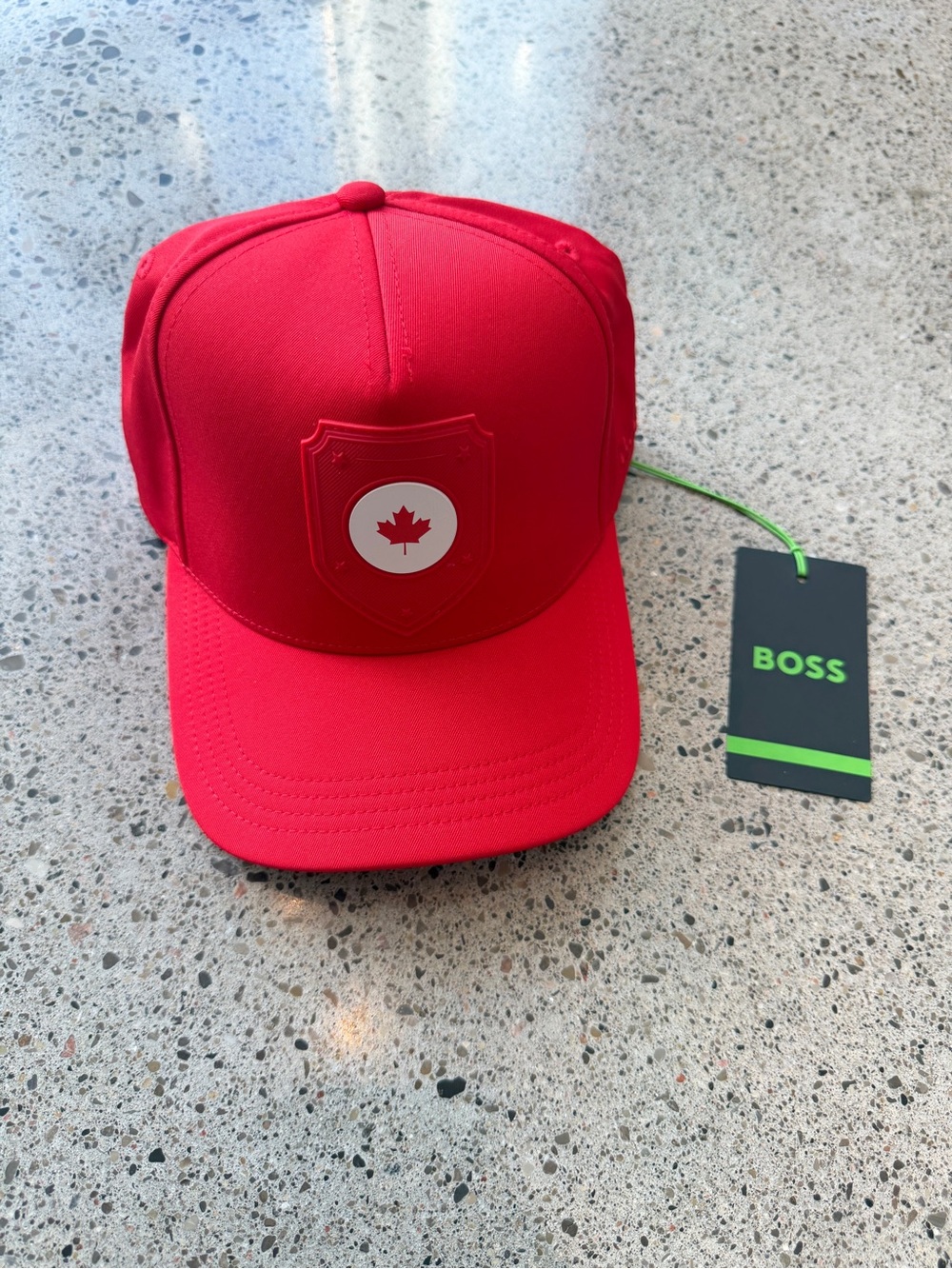 BOSS Red Baseball Cap with Maple Emblem